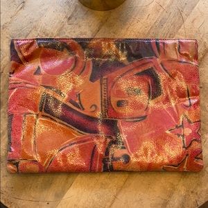 Vintage leather oversized clutch